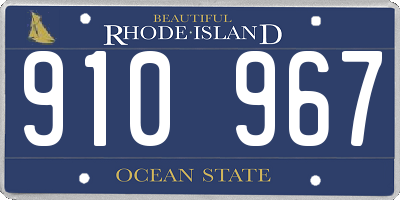 RI license plate 910967