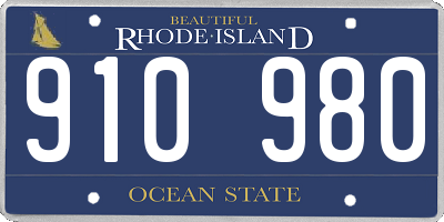 RI license plate 910980