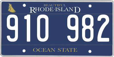 RI license plate 910982