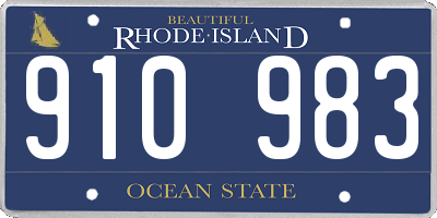 RI license plate 910983