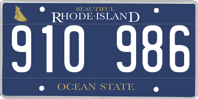 RI license plate 910986
