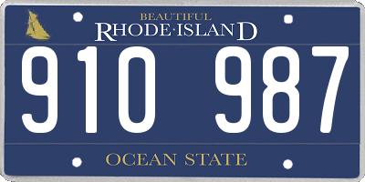 RI license plate 910987