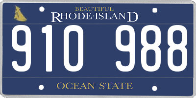 RI license plate 910988