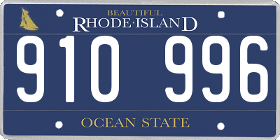 RI license plate 910996
