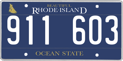 RI license plate 911603