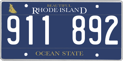 RI license plate 911892