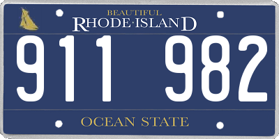 RI license plate 911982