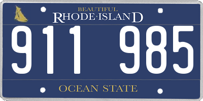RI license plate 911985