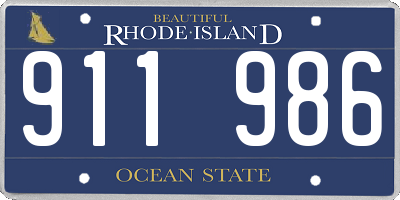 RI license plate 911986