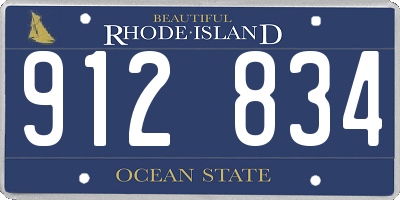 RI license plate 912834
