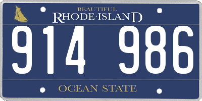 RI license plate 914986
