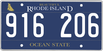 RI license plate 916206