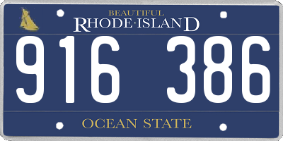 RI license plate 916386