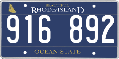 RI license plate 916892