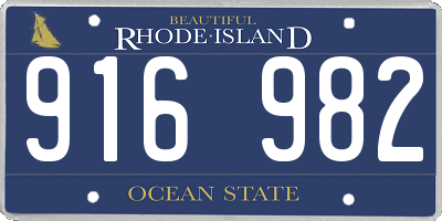 RI license plate 916982