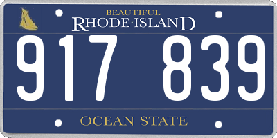 RI license plate 917839