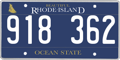 RI license plate 918362