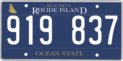 RI license plate 919837