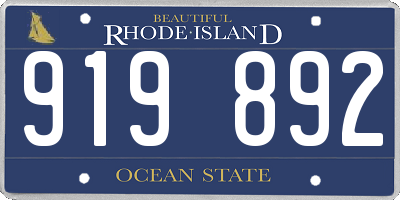 RI license plate 919892