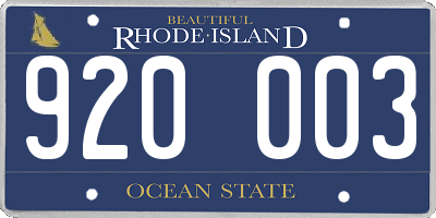 RI license plate 920003