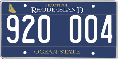 RI license plate 920004