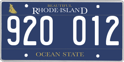RI license plate 920012