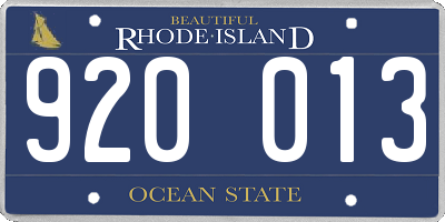 RI license plate 920013