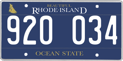 RI license plate 920034