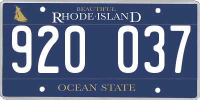 RI license plate 920037