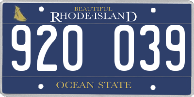 RI license plate 920039