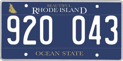 RI license plate 920043