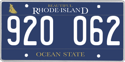 RI license plate 920062