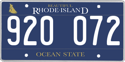 RI license plate 920072