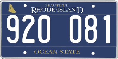 RI license plate 920081