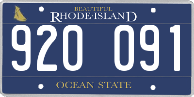 RI license plate 920091