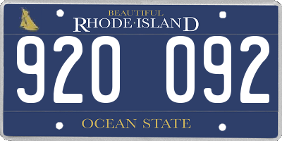 RI license plate 920092