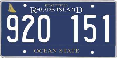 RI license plate 920151