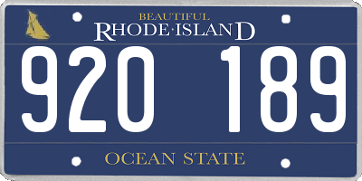 RI license plate 920189