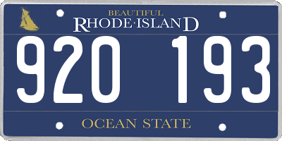 RI license plate 920193
