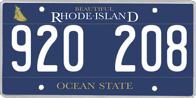 RI license plate 920208