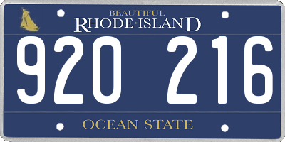RI license plate 920216
