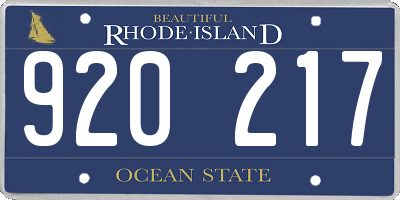 RI license plate 920217
