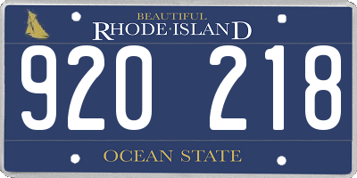 RI license plate 920218
