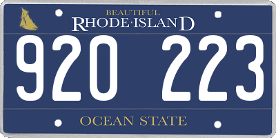 RI license plate 920223