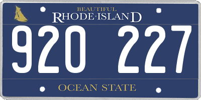 RI license plate 920227