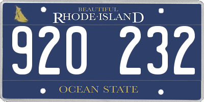 RI license plate 920232