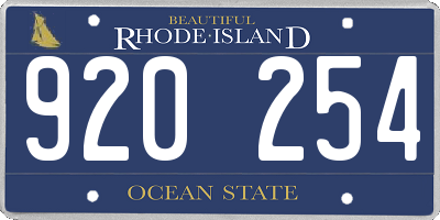 RI license plate 920254
