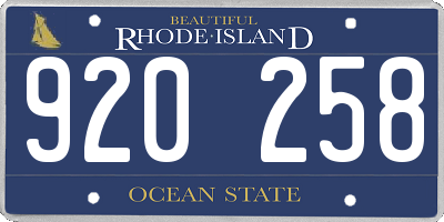 RI license plate 920258