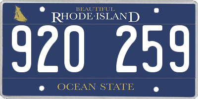 RI license plate 920259