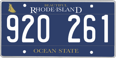 RI license plate 920261